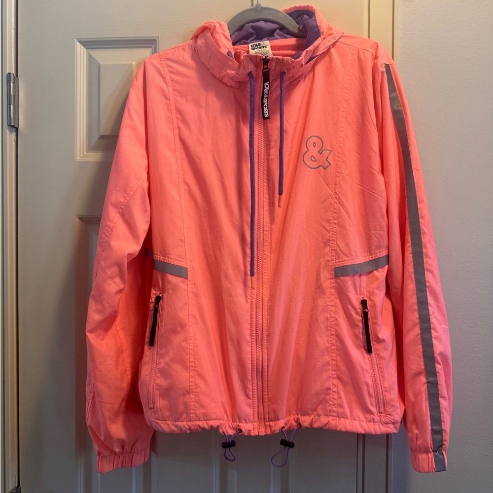 Love & Sports neon orange Hooded Rain Jacket